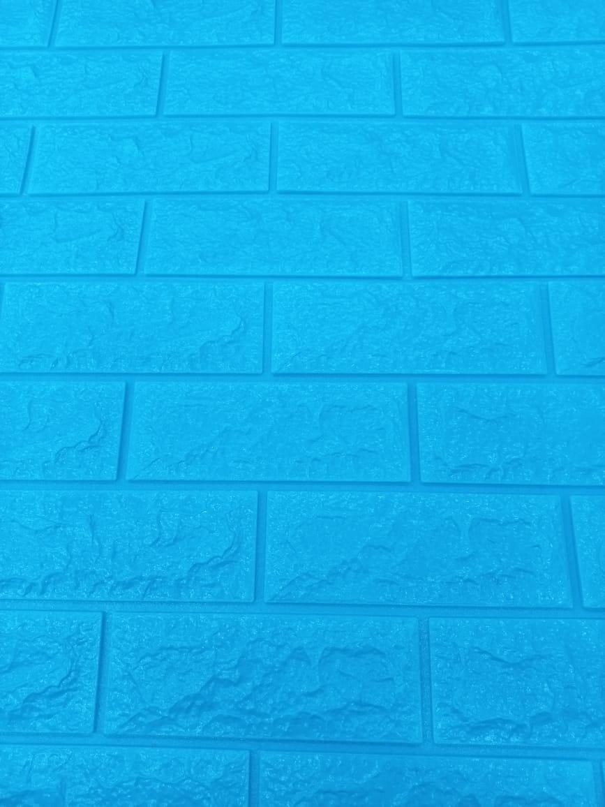 Papel de Parede Azul Turquesa 3D Tijolo 77 x 70 Cm